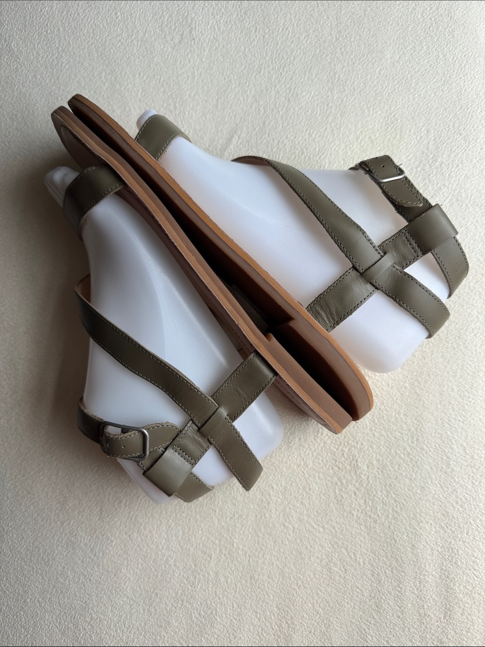 Lucky Brand Women's Olive Green Leather Strappy Sandals, “Byleth, size 9 - Picture 2 of 7